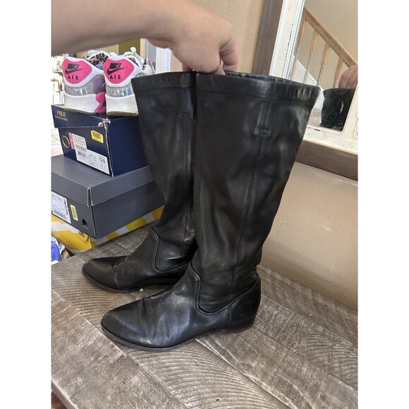 Frye Cindy Slouch Leather Mid Calf Pull On Boots  Black Pull-On Size 6.5 M - Picture 1 of 6